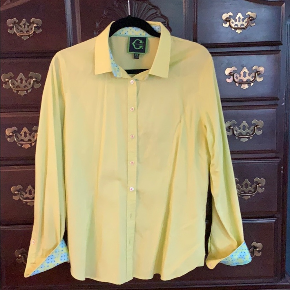 Lime green button down